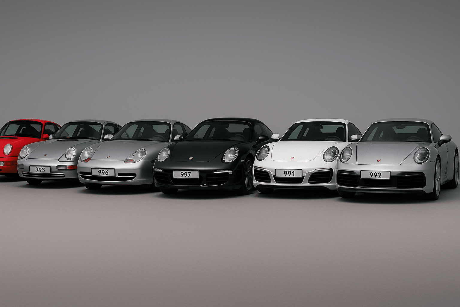 Gamme Porsche 911 coupé générée par IA pour Premium Auto Conseil