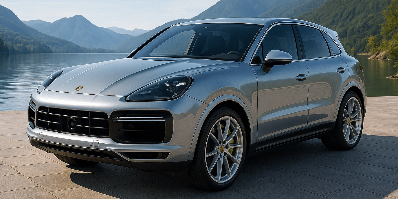 Porsche Cayenne gris IA modèle E3 en Allemagne