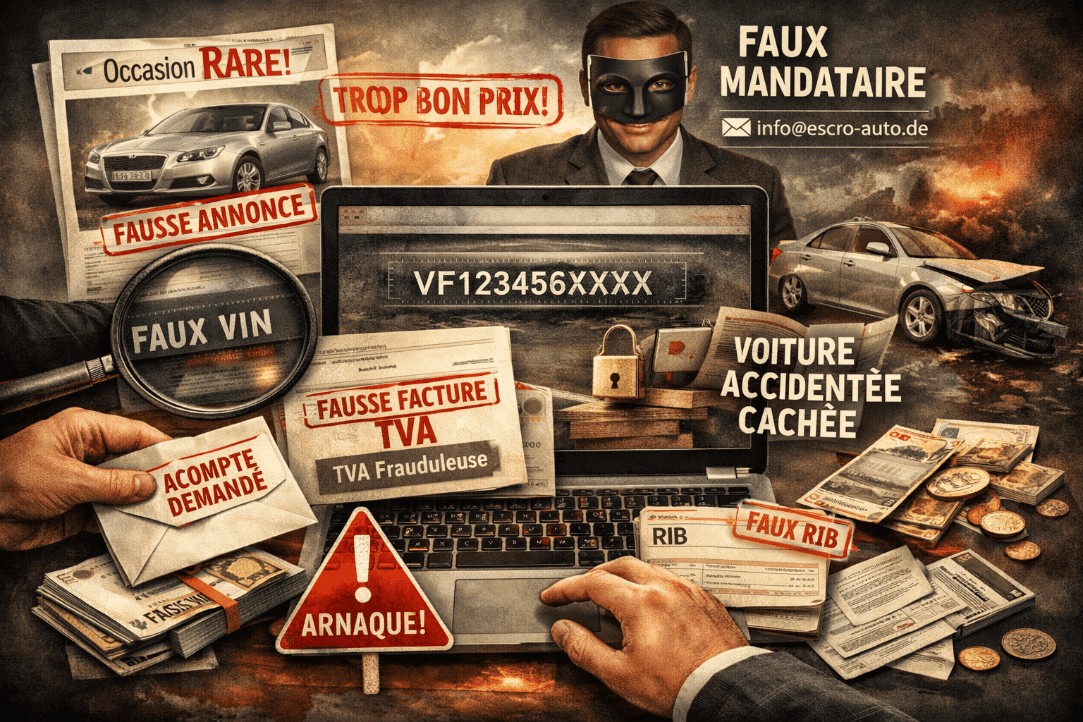 Image IA sur les différentes arnaques à l'importation