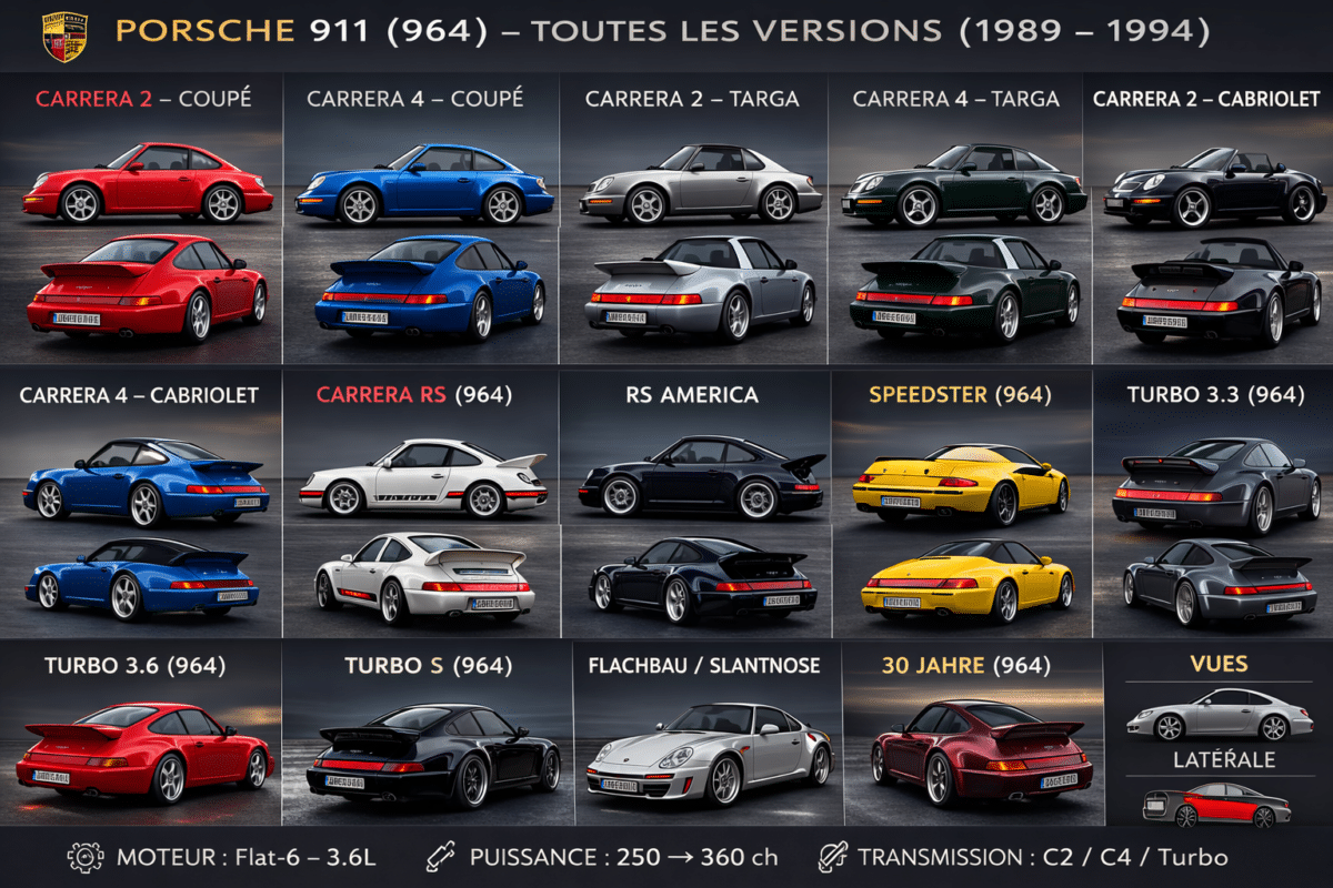 Gamme Porsche 911 964 en Import Allemagne toutes versions et coloris IA