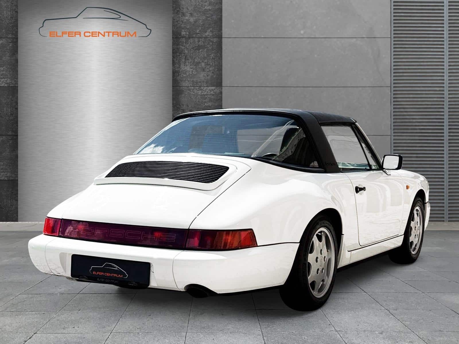 Porsche 911 964 Targa blanche vue arrière sans aileron