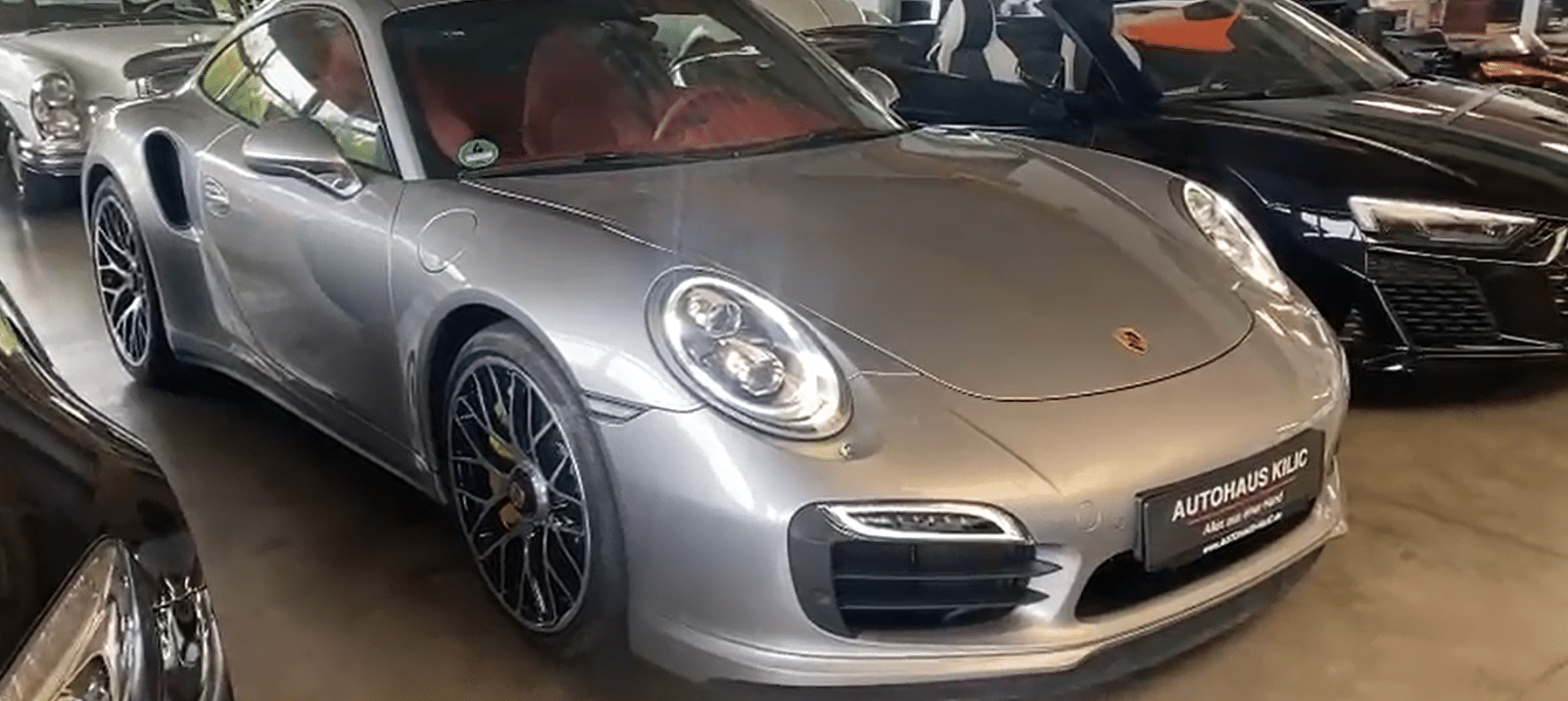 Porsche 911 type 991.1 Turbo S GT Silver intérieur cuir rouge