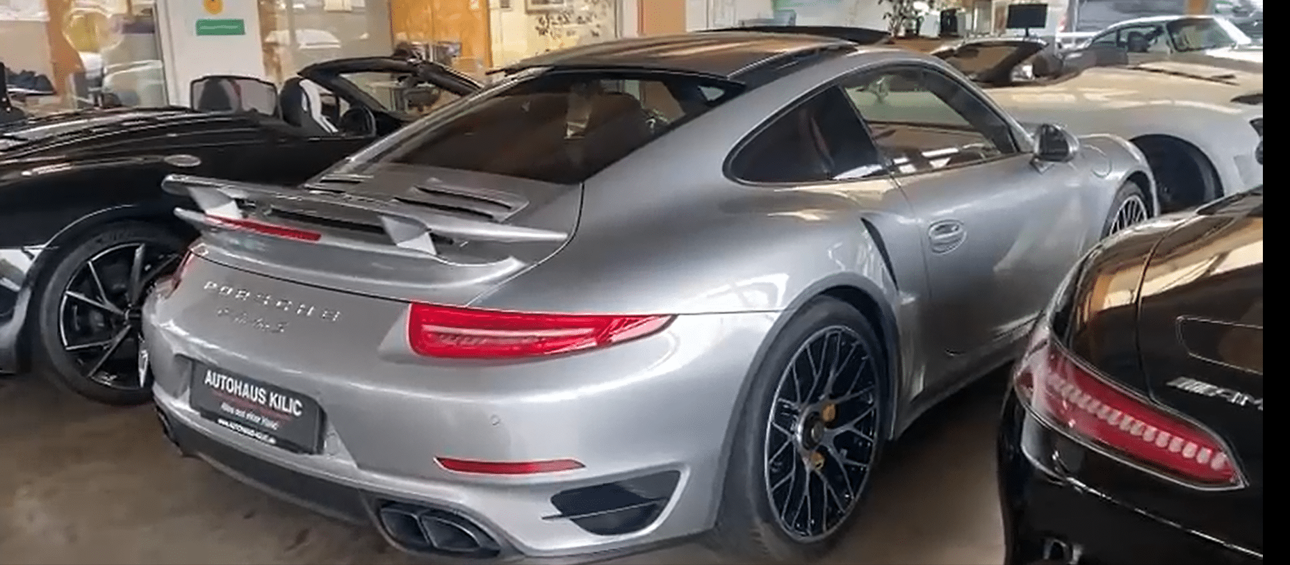 Porsche 911 type 991.1 Turbo S GT Silver intérieur cuir rouge
